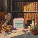 Overconsumption Core: The Aesthetic That Turned Hauls Into a Lifestyle Vintage-style illustration of overconsumption core displayed on a retro screen against a bookshelf background.